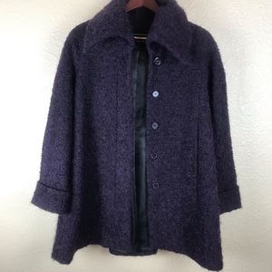 Johnston & Murphy  Mohair Wool Tweed Swing Coat Size Plum XS